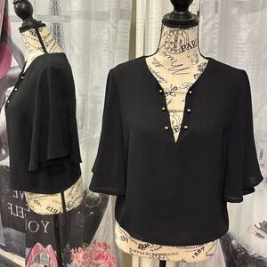 Bebe Black and Gold Toned Blouse